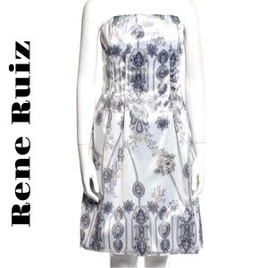 RENE RUIZ ALICIA FORMAL STRAPLESS DRESS IKAT